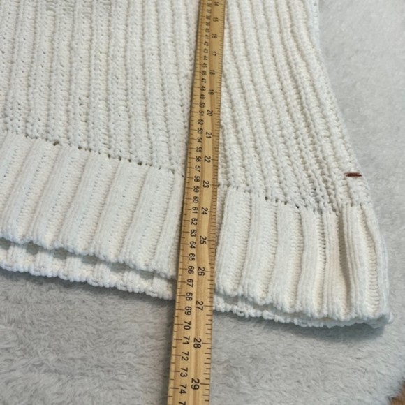 PINK Womens White Mock Neck White Ribbed Hem Open Knit Oversized Sweater Size XS - Picture 8 of 9